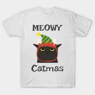 Meowy Catmas. Cute Cat Lover Merry Christmas design. T-Shirt